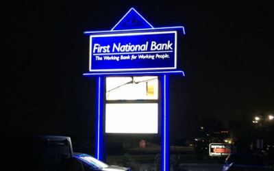 First National Bank Neon Sign